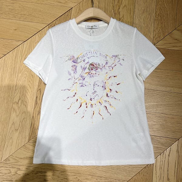 プレゼント最適ディオール 太陽 ロゴ入り コットン Tシャツ パロディ 2色 deh60126